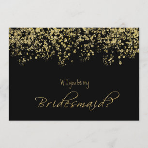 Convites Preto elegante e Dourado Você será minha dama de h