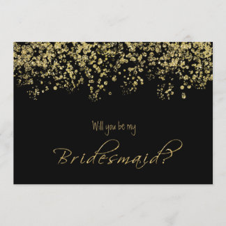 Convites Preto elegante e Dourado Você será minha dama de h