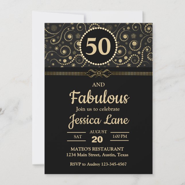 Convites Preto Elegante e Festa de aniversário QUALQUER IDA (Frente)