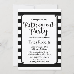 Convites Preto elegante & o branco listram o partido de