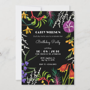 Convites Preto floral tropical Nature