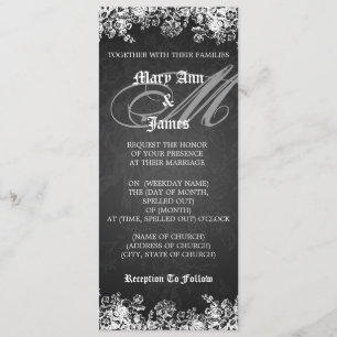 Convites Preto Florestal Vitoriano de Casamento Elegante