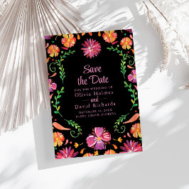 Convites Preto Mexicano Floral Fiesta Salve a Data