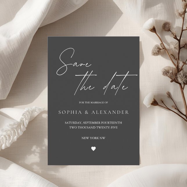 Convites Preto Minimalista Salvar a Data (Criador carregado)