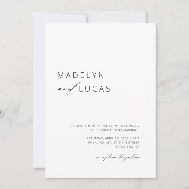 Convites Preto Moderno Minimalista | Casamento de Código QR (Frente)