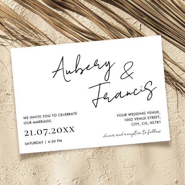 Convites Preto para Caligração de Script de Nome Minimalist (Criador carregado)