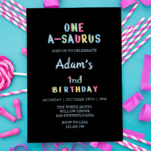 Convites Preto Simples do Primeiro primeiro aniversario