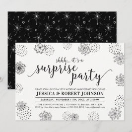 Convites Preto | Surpresa Moderna de 50º Aniversário de Cas