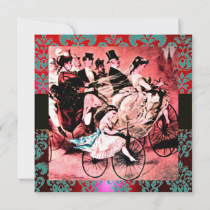CONVITES PRETO VERMELHO BICICLETA CASAMENTO DAMASCO MONOGRA