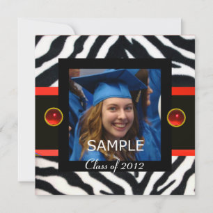 Convites PRETO VERMELHO BRANCO LISTRAS DE ZEBRA Modelo de F