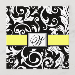 Convites pretos & amarelos do monograma do