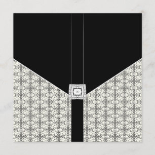 Convites pretos do casamento de diamante do laço