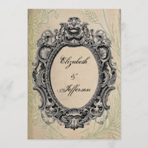 Convites pretos do casamento do quadro do vintage