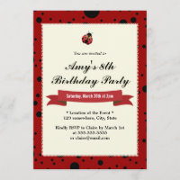 Convites pretos & vermelhos do joaninha elegante