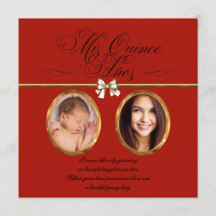 Convites pretos vermelhos Dourados de Quinceanera