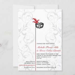 Convites pretos vermelhos elegantes do casamento