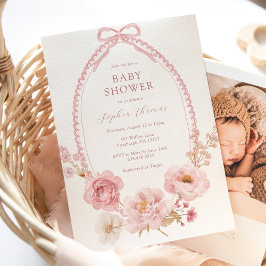 Convites Pretty in Pink Floral Baby Shower