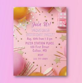 Convites Pretty n Pink! Custom Birthday Party Invitation