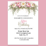 Convites Pretty Pink and White Peony 50th Birthday<br><div class="desc">Celebrate a milestone birthday with timeless elegance using this beautiful 50th birthday invitation featuring soft pink and ivory peonies with delicate eucalyptus greenery. The graceful floral arrangement creates a sophisticated and feminine design that is perfect for honoring a special woman turning fifty. With its romantic botanical style and classic typography,...</div>