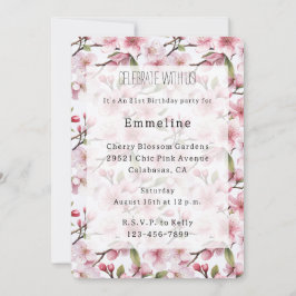 Convites Pretty Pink Cherry Blossom Floral Birthday