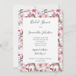 Convites Pretty Pink Cherry Blossom Floral Bridal Shower