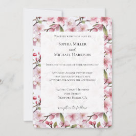 Convites Pretty Pink Cherry Blossom Floral Wedding