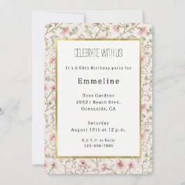 Convites Pretty Pink Flowers Birthday