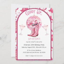Convites Pretty Pink & Glitter Cowgirl Birthday Invitation