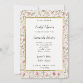 Convites Pretty Pink Romantic Floral Bridal Shower