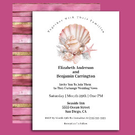 Convites Pretty Pink Seashell and Pearls Wedding