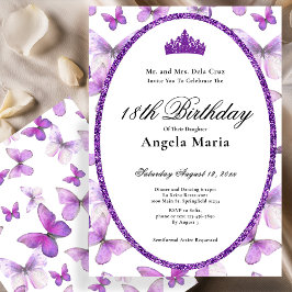 Convites Pretty Purple Butterflies 18th Birthday Debut 