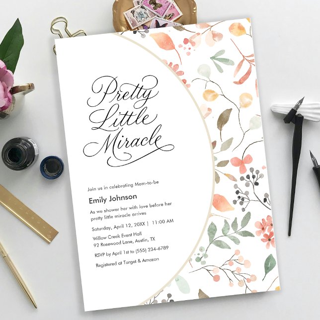Convites Pretty Watercolor Wildflower Baby Shower (Pretty Watercolor Wildflower Baby Shower Invitation)