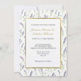 Convites Pretty White Lavender Flowers Wedding