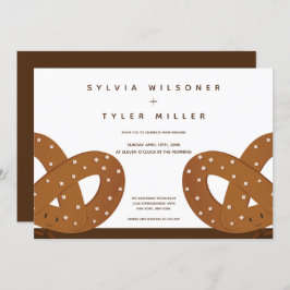 Convites Pretzels Salgados Ilustração Castanho Branco Casad