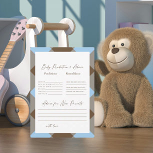 Convites Previsões de Bebê de Chuva Azul e Marrom Gingham