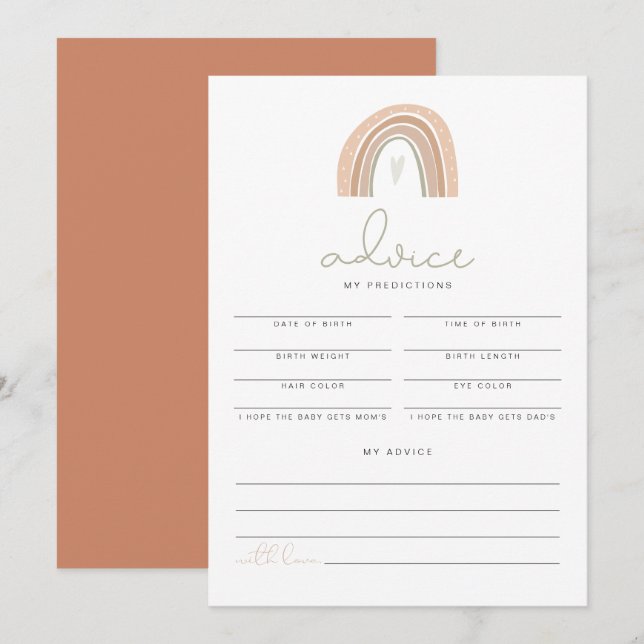 Convites Previsões do Chá de fraldas Arco-Íris GITA Pastel (Frente/Verso)