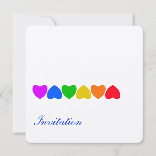 Convites Pride Rainbow Heart Line (Frente)