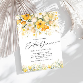 Convites Primavera Amarelo Moderno Páscoa Floral Brunch
