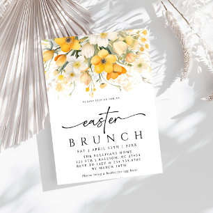 Convites Primavera Amarelo Moderno Páscoa Floral Brunch