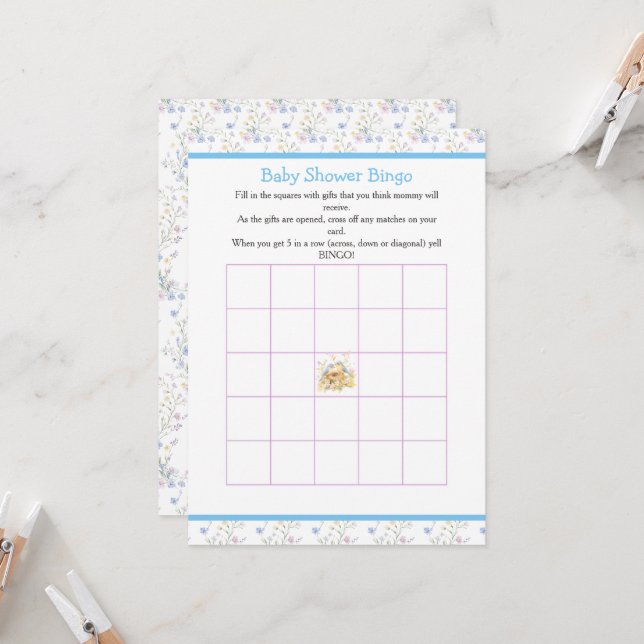 Convites Primavera Birds Chá de fraldas Bingo (Frente/Verso In Situ)