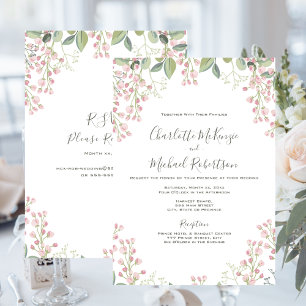 Convites Primavera Blossoms Cor-de-rosa com Casamento RSVP