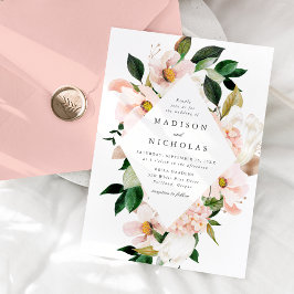 Convites Primavera Blush Floral Frame Weding