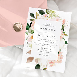 Convites Primavera Blush Floral Frame Weding