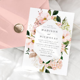 Convites Primavera Blush Floral Frame Weding