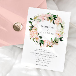 Convites Primavera Blush Floral Wreath Casamento
