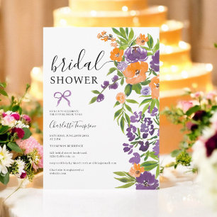 Convites Primavera Boho chá de panela Floral Laranja Roxo