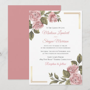 Convites Primavera Botânica Elegante Pink Peony Floral