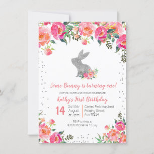 Convites Primavera Bunny Birthday Floral