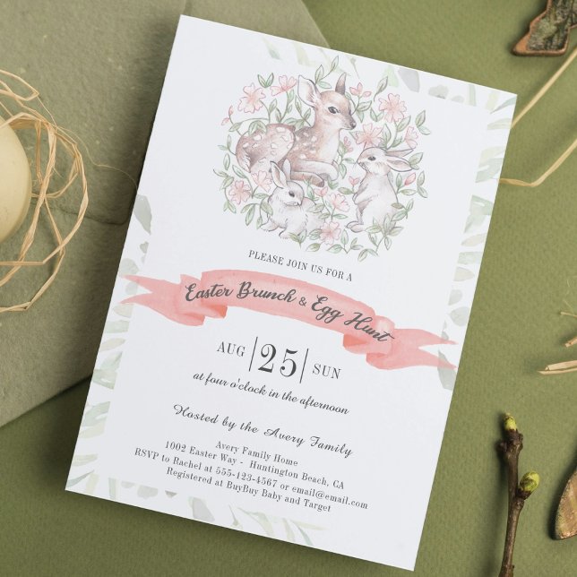 Convites Primavera Bunny Brunch e Páscoa de caça de ovos (Criador carregado)
