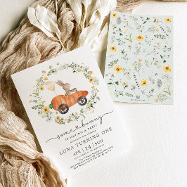 Convites Primavera Bunny Wildflower Wreath Páscoa Aniversár